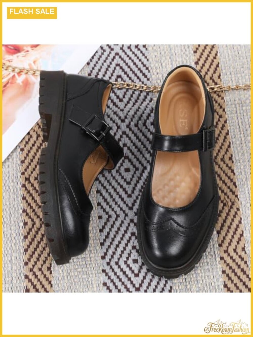 Platform Mary Jane Shoes Leather Oxford Flats Memory Foam